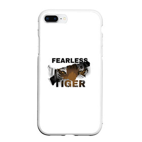 Чехол для iPhone 7Plus/8 Plus матовый с принтом Fearless tiger в Петрозаводске, Силикон | Область печати: задняя сторона чехла, без боковых панелей | fearless tiger | бесстрашный тигр | животные | звери | тигр | хищник