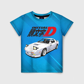 Детская футболка 3D с принтом INITIAL D. в Петрозаводске, 100% гипоаллергенный полиэфир | прямой крой, круглый вырез горловины, длина до линии бедер, чуть спущенное плечо, ткань немного тянется | initial d | аниме | гонки | инициал ди | король дрифта | уличные гонки | фильм