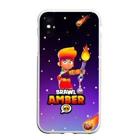 Чехол для iPhone XS Max матовый с принтом BRAWL STARS AMBER в Петрозаводске, Силикон | Область печати: задняя сторона чехла, без боковых панелей | 8 bit | amber | brawl stars | colette | crow | gale | leon | max | mecha | mecha crow | mr.p | sally leon | shark | tara | virus 8 bit | werewolf leon | акула | амбер | берли | бравл старс | ворон | коллет | макс | оборотень