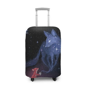 Чехол для чемодана 3D с принтом Лиса и ее дух в Петрозаводске, 86% полиэфир, 14% спандекс | двустороннее нанесение принта, прорези для ручек и колес | fox | moon | stars | дух | звезды | лес | леса | лиса | лиса и лес | лисичка | лисичка в лесу | лисички в космосе | лисы | луна | небо | ночное небо | с лисами | темнота
