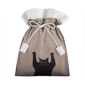 Подарочный 3D мешок с принтом Кот сдается в Петрозаводске, 100% полиэстер | Размер: 29*39 см | cat | арест | испуг | кот | руки вверх | черный кот