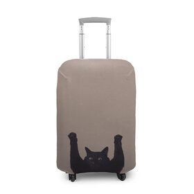 Чехол для чемодана 3D с принтом Кот сдается в Петрозаводске, 86% полиэфир, 14% спандекс | двустороннее нанесение принта, прорези для ручек и колес | cat | арест | испуг | кот | руки вверх | черный кот