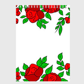 Скетчбук с принтом Scarlet Roses в Петрозаводске, 100% бумага
 | 48 листов, плотность листов — 100 г/м2, плотность картонной обложки — 250 г/м2. Листы скреплены сверху удобной пружинной спиралью | fashion flowers | fashion girl | love | букет | бутоны | жена | красные цветы | лепестки | летние | лето | листья | лучшая | люблю | мама | подарок | природа | растения | розочка | розы | сюрприз | узор | цветок | цветочки