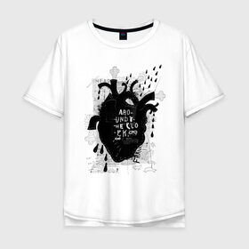 Мужская футболка хлопок Oversize с принтом сердце в Петрозаводске, 100% хлопок | свободный крой, круглый ворот, “спинка” длиннее передней части | 2020 | абстракция | граффити | стиль | тренд | уличный стиль | урбан