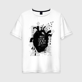 Женская футболка хлопок Oversize с принтом сердце в Петрозаводске, 100% хлопок | свободный крой, круглый ворот, спущенный рукав, длина до линии бедер
 | 2020 | абстракция | граффити | стиль | тренд | уличный стиль | урбан