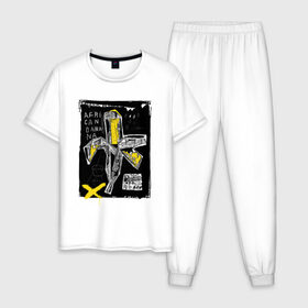 Мужская пижама хлопок с принтом African banana в Петрозаводске, 100% хлопок | брюки и футболка прямого кроя, без карманов, на брюках мягкая резинка на поясе и по низу штанин
 | 2020 | абстракция | граффити | стиль | тренд | уличный стиль | урбан