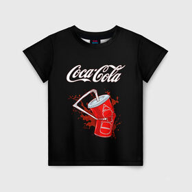 Детская футболка 3D с принтом Coca Cola в Петрозаводске, 100% гипоаллергенный полиэфир | прямой крой, круглый вырез горловины, длина до линии бедер, чуть спущенное плечо, ткань немного тянется | Тематика изображения на принте: coca cola | газировка | кола | лето | лимонад | свежесть | стакан