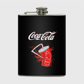 Фляга с принтом Coca Cola в Петрозаводске, металлический корпус | емкость 0,22 л, размер 125 х 94 мм. Виниловая наклейка запечатывается полностью | coca cola | газировка | кола | лето | лимонад | свежесть | стакан