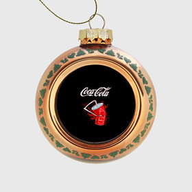 Стеклянный ёлочный шар с принтом Coca Cola в Петрозаводске, Стекло | Диаметр: 80 мм | Тематика изображения на принте: coca cola | газировка | кола | лето | лимонад | свежесть | стакан