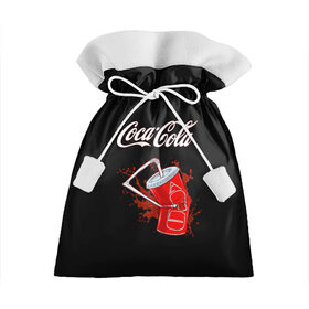 Подарочный 3D мешок с принтом Coca Cola в Петрозаводске, 100% полиэстер | Размер: 29*39 см | Тематика изображения на принте: coca cola | газировка | кола | лето | лимонад | свежесть | стакан