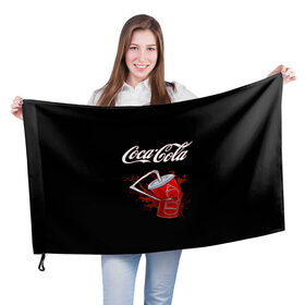 Флаг 3D с принтом Coca Cola в Петрозаводске, 100% полиэстер | плотность ткани — 95 г/м2, размер — 67 х 109 см. Принт наносится с одной стороны | coca cola | газировка | кола | лето | лимонад | свежесть | стакан