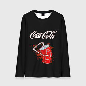 Мужской лонгслив 3D с принтом Coca Cola в Петрозаводске, 100% полиэстер | длинные рукава, круглый вырез горловины, полуприлегающий силуэт | coca cola | газировка | кола | лето | лимонад | свежесть | стакан