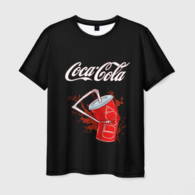 Мужская футболка 3D с принтом Coca Cola в Петрозаводске, 100% полиэфир | прямой крой, круглый вырез горловины, длина до линии бедер | coca cola | газировка | кола | лето | лимонад | свежесть | стакан
