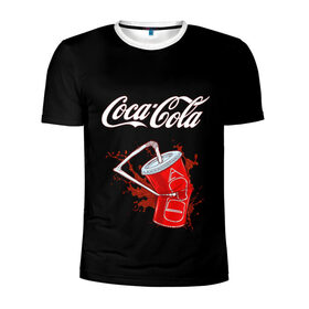 Мужская футболка 3D спортивная с принтом Coca Cola в Петрозаводске, 100% полиэстер с улучшенными характеристиками | приталенный силуэт, круглая горловина, широкие плечи, сужается к линии бедра | coca cola | газировка | кола | лето | лимонад | свежесть | стакан