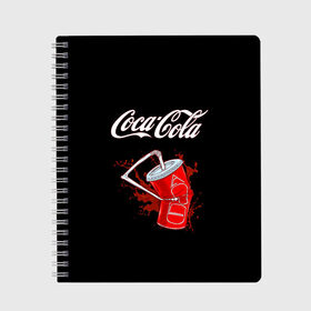 Тетрадь с принтом Coca Cola в Петрозаводске, 100% бумага | 48 листов, плотность листов — 60 г/м2, плотность картонной обложки — 250 г/м2. Листы скреплены сбоку удобной пружинной спиралью. Уголки страниц и обложки скругленные. Цвет линий — светло-серый
 | coca cola | газировка | кола | лето | лимонад | свежесть | стакан