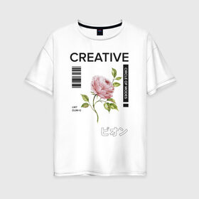 Женская футболка хлопок Oversize с принтом CREATIVE в Петрозаводске, 100% хлопок | свободный крой, круглый ворот, спущенный рукав, длина до линии бедер
 | 2020 | абстракция | граффити | стиль | тренд | уличный стиль | урбан