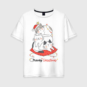Женская футболка хлопок Oversize с принтом Merry Christmas в Петрозаводске, 100% хлопок | свободный крой, круглый ворот, спущенный рукав, длина до линии бедер
 | 