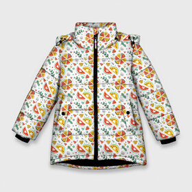 Зимняя куртка для девочек 3D с принтом Арбузная пицца в Петрозаводске, ткань верха — 100% полиэстер; подклад — 100% полиэстер, утеплитель — 100% полиэстер. | длина ниже бедра, удлиненная спинка, воротник стойка и отстегивающийся капюшон. Есть боковые карманы с листочкой на кнопках, утяжки по низу изделия и внутренний карман на молнии. 

Предусмотрены светоотражающий принт на спинке, радужный светоотражающий элемент на пуллере молнии и на резинке для утяжки. | 