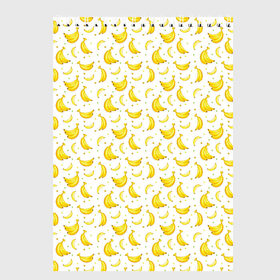 Скетчбук с принтом Банановый рай в Петрозаводске, 100% бумага
 | 48 листов, плотность листов — 100 г/м2, плотность картонной обложки — 250 г/м2. Листы скреплены сверху удобной пружинной спиралью | bananas | circle | fruit | pattern | бананы | кружок | узор | фрукт