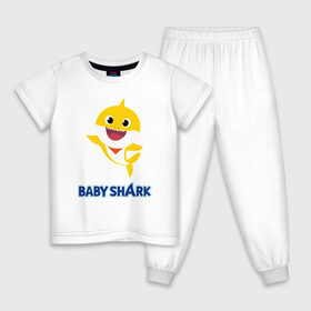 Детская пижама хлопок с принтом Baby Shark Рисунок на спине в Петрозаводске, 100% хлопок |  брюки и футболка прямого кроя, без карманов, на брюках мягкая резинка на поясе и по низу штанин
 | 