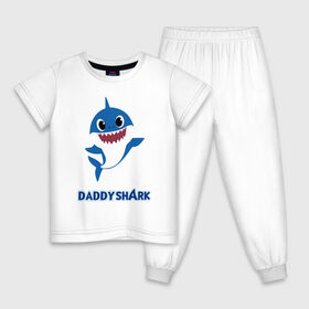 Детская пижама хлопок с принтом Baby Shark Daddy в Петрозаводске, 100% хлопок |  брюки и футболка прямого кроя, без карманов, на брюках мягкая резинка на поясе и по низу штанин
 | Тематика изображения на принте: 