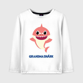 Детский лонгслив хлопок с принтом Baby Shark Grandma в Петрозаводске, 100% хлопок | круглый вырез горловины, полуприлегающий силуэт, длина до линии бедер | 