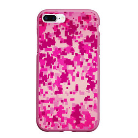Чехол для iPhone 7Plus/8 Plus матовый с принтом Розовый камуфляж в Петрозаводске, Силикон | Область печати: задняя сторона чехла, без боковых панелей | камуфляж | милитари | пиксель | пиксельный | розовый | узор