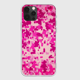 Чехол для iPhone 12 Pro Max с принтом Розовый камуфляж в Петрозаводске, Силикон |  | Тематика изображения на принте: камуфляж | милитари | пиксель | пиксельный | розовый | узор