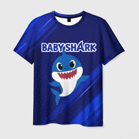 Мужская футболка 3D с принтом BABY SHARK \ БЭБИ ШАРК. в Петрозаводске, 100% полиэфир | прямой крой, круглый вырез горловины, длина до линии бедер | baby shark | babysharkchallenge | shark | акула baby shark | акуленок | аула | бэби шарк | песня