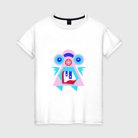 Женская футболка хлопок с принтом Ангельский монстрик вар2 в Петрозаводске, 100% хлопок | прямой крой, круглый вырез горловины, длина до линии бедер, слегка спущенное плечо | abstract | angel | character | geometric | monster