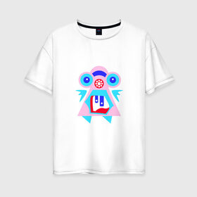 Женская футболка хлопок Oversize с принтом Ангельский монстрик вар2 в Петрозаводске, 100% хлопок | свободный крой, круглый ворот, спущенный рукав, длина до линии бедер
 | abstract | angel | character | geometric | monster