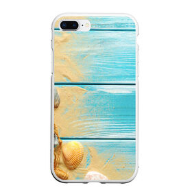 Чехол для iPhone 7Plus/8 Plus матовый с принтом ПИРС 2 в Петрозаводске, Силикон | Область печати: задняя сторона чехла, без боковых панелей | дерево | лето | море | песок | пирс | пляж | ракушки