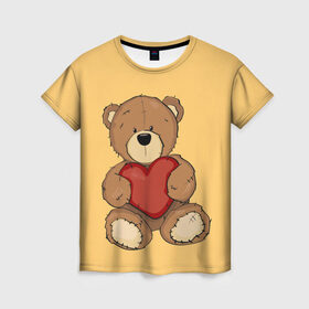 Женская футболка 3D с принтом Мишка Тедди в Петрозаводске, 100% полиэфир ( синтетическое хлопкоподобное полотно) | прямой крой, круглый вырез горловины, длина до линии бедер | игрушка | игрушки | медведь | миша | мишкатедди | мягкаяигрушка | тедди