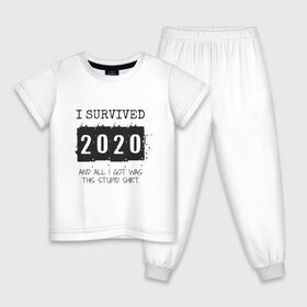 Детская пижама хлопок с принтом 2020 - я выжил в Петрозаводске, 100% хлопок |  брюки и футболка прямого кроя, без карманов, на брюках мягкая резинка на поясе и по низу штанин
 | Тематика изображения на принте: 2020 | 2021 | coronavirus | covid | covid 19 | covid19 | new year | вирус | год | грипп | дед мороз | заражение | зима | карантин | клаус | корона | коронавирус | маска | новый год | пандемия | праздник | самоизоляция | санта