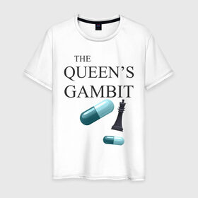 Мужская футболка хлопок с принтом the queens gambit в Петрозаводске, 100% хлопок | прямой крой, круглый вырез горловины, длина до линии бедер, слегка спущенное плечо. | Тематика изображения на принте: the queens gambit | нетфликс | сериал | ход королевы