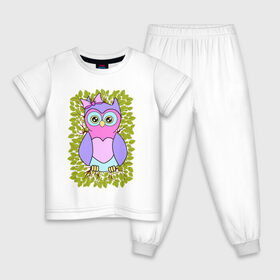 Детская пижама хлопок с принтом Милая совушка в Петрозаводске, 100% хлопок |  брюки и футболка прямого кроя, без карманов, на брюках мягкая резинка на поясе и по низу штанин
 | детская сова | для девочек | птица | сова | совушка