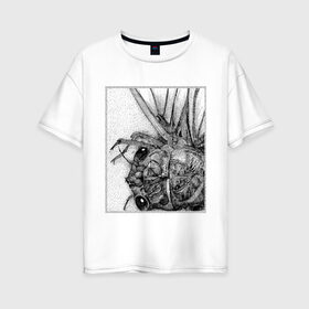 Женская футболка хлопок Oversize с принтом Цокотуха в Петрозаводске, 100% хлопок | свободный крой, круглый ворот, спущенный рукав, длина до линии бедер
 | глаза | крылья | муха | насекомое | цокотуха