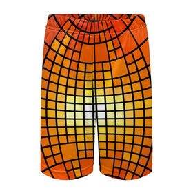 Детские спортивные шорты 3D с принтом Сфера в Петрозаводске,  100% полиэстер
 | пояс оформлен широкой мягкой резинкой, ткань тянется
 | Тематика изображения на принте: квадраты | красный | оранжевый | текстура | шар