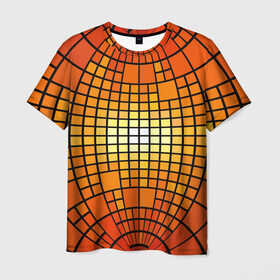 Мужская футболка 3D с принтом Сфера в Петрозаводске, 100% полиэфир | прямой крой, круглый вырез горловины, длина до линии бедер | квадраты | красный | оранжевый | текстура | шар