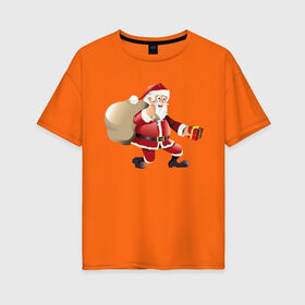 Женская футболка хлопок Oversize с принтом Дед Мороз в Петрозаводске, 100% хлопок | свободный крой, круглый ворот, спущенный рукав, длина до линии бедер
 | 