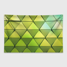 Флаг-баннер с принтом Зелёные треугольники в Петрозаводске, 100% полиэстер | размер 67 х 109 см, плотность ткани — 95 г/м2; по краям флага есть четыре люверса для крепления | геометрия | зелёный | текстура | треугольники | фигуры