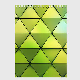 Скетчбук с принтом Зелёные треугольники в Петрозаводске, 100% бумага
 | 48 листов, плотность листов — 100 г/м2, плотность картонной обложки — 250 г/м2. Листы скреплены сверху удобной пружинной спиралью | геометрия | зелёный | текстура | треугольники | фигуры
