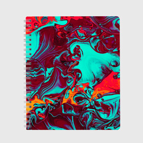 Тетрадь с принтом Colorful World в Петрозаводске, 100% бумага | 48 листов, плотность листов — 60 г/м2, плотность картонной обложки — 250 г/м2. Листы скреплены сбоку удобной пружинной спиралью. Уголки страниц и обложки скругленные. Цвет линий — светло-серый
 | Тематика изображения на принте: abstraction | colorful | fluid art | liquid | paint | stains | texture | абстракция | жидкость | краска | пятна | разводы | разноцветный | текстура