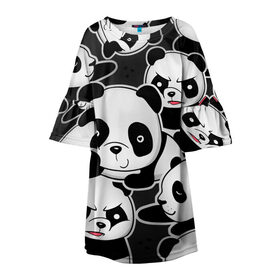 Детское платье 3D с принтом Смешные панды в Петрозаводске, 100% полиэстер | прямой силуэт, чуть расширенный к низу. Круглая горловина, на рукавах — воланы | животные | медведи | мишки | мультяшки | смешные панды
