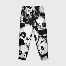 Детские брюки 3D с принтом Смешные панды в Петрозаводске, 100% полиэстер | манжеты по низу, эластичный пояс регулируется шнурком, по бокам два кармана без застежек, внутренняя часть кармана из мелкой сетки | животные | медведи | мишки | мультяшки | смешные панды