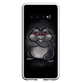 Чехол для Samsung Galaxy S10 с принтом HAMSTER в Петрозаводске, Силикон | Область печати: задняя сторона чехла, без боковых панелей | Тематика изображения на принте: злое животное | злой хомяк | красные глаза | мышка | хомяк