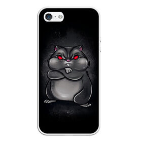 Чехол для iPhone 5/5S матовый с принтом HAMSTER в Петрозаводске, Силикон | Область печати: задняя сторона чехла, без боковых панелей | злое животное | злой хомяк | красные глаза | мышка | хомяк