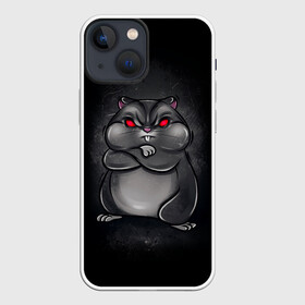 Чехол для iPhone 13 mini с принтом HAMSTER в Петрозаводске,  |  | Тематика изображения на принте: злое животное | злой хомяк | красные глаза | мышка | хомяк