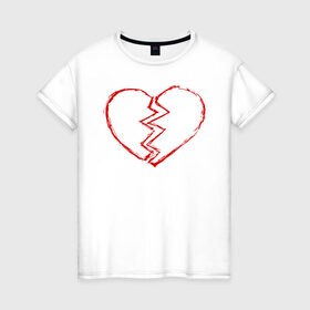 Женская футболка хлопок с принтом Сломанное сердце в Петрозаводске, 100% хлопок | прямой крой, круглый вырез горловины, длина до линии бедер, слегка спущенное плечо | 