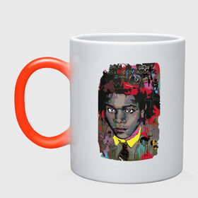 Кружка хамелеон с принтом Jean Michel Basquiat в Петрозаводске, керамика | меняет цвет при нагревании, емкость 330 мл | art | eyes | guy | jean michel basquiat | глаза | жан мишель баския | искусство | парень
